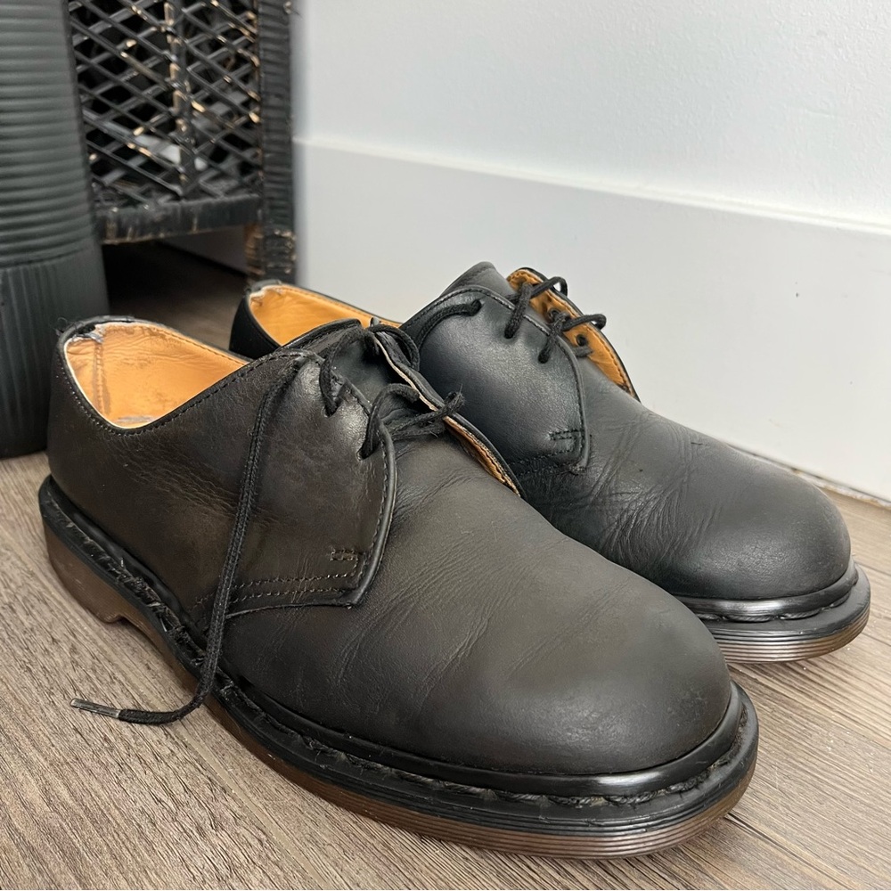 Vintage 90s Doc Martens Black 1461 Made In England Oxford - 6UK/8US